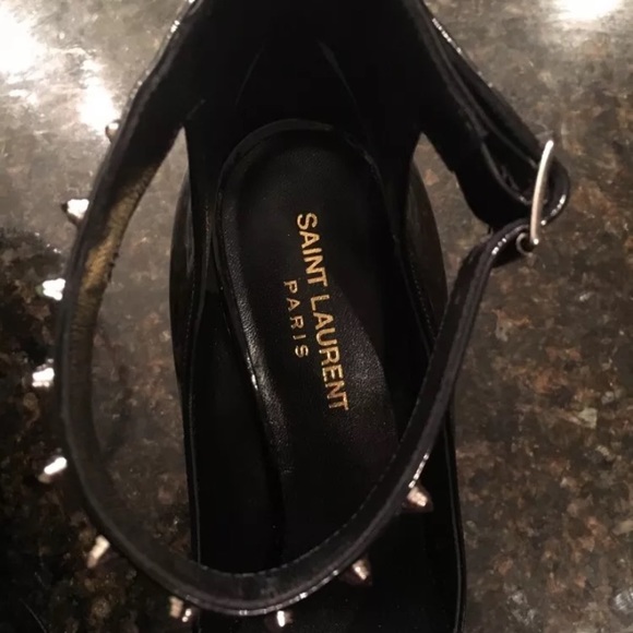 9.5 / 39.5 Saint Laurent Black Patent Kitten heels - Picture 3 of 9